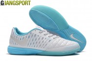 Giày futsal Nike Lunar Gato II trắng đế xanh trời IC
