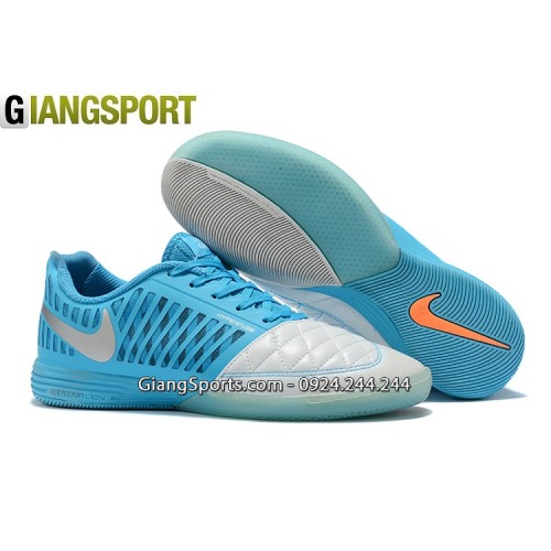 Giày futsal Nike Lunar Gato II trắng xanh IC