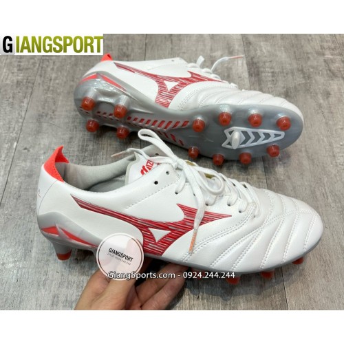 Giày sân cỏ tự nhiên Mizuno Morelia Neo IV trắng xám FG