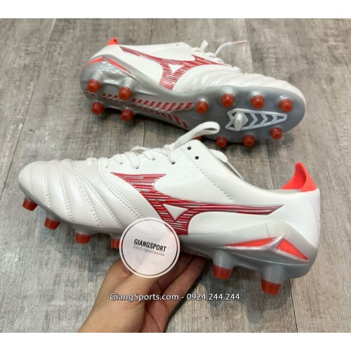 Giày sân cỏ tự nhiên Mizuno Morelia Neo IV trắng xám FG