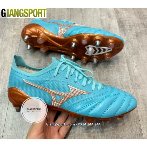 Giày sân cỏ tự nhiên Mizuno Morelia Neo IV xanh SG